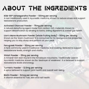Ingredients list for ATHANASE Men's Super Greens Powder