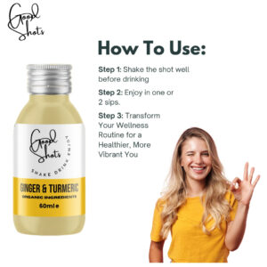 Pack of 12 Good Shots Organic Ginger & Turmeric Shots in 60ml bottles