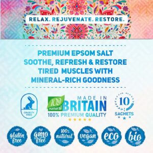 Epsom bath salt set with 10 fragrance packs and natural ingredients