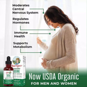 Mary Ruth's Iodine Drops bottle with benefits listed.