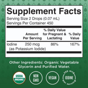 Supplement facts for Mary Ruth's Iodine Drops 250mcg liquid.