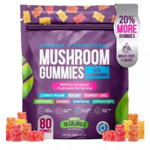 Mushroom Complex Gummies 2500mg - Lion's Mane & Ashwagandha - 80 Vegan Gummies