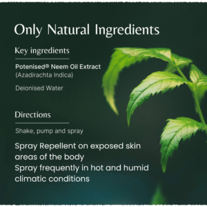 Neem-based insect and mosquito repellent spray ingredients and directions.