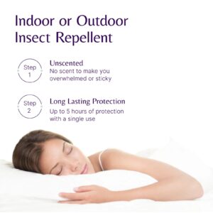Neem-based insect repellent spray with a woman sleeping peacefully.