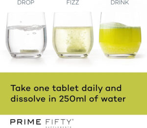 Three glasses showing the effervescent tablet dissolving in water.