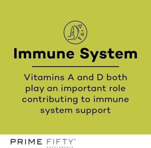 Graphic highlighting immune system benefits of vitamins A and D.