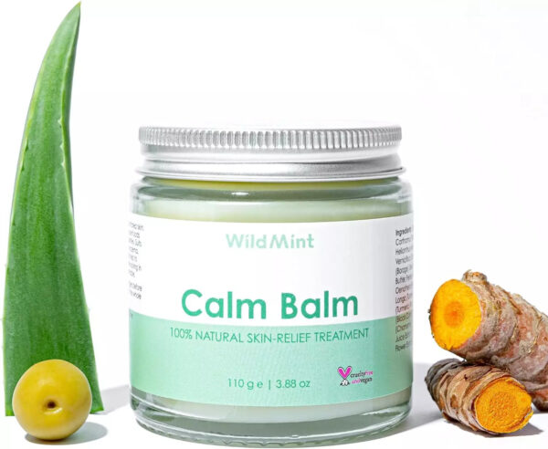 WildMint Calm Balm jar with natural ingredients