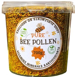 Container of Pure Bee Pollen, 700g, 100% natural product.