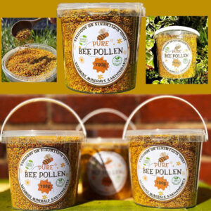Container of Pure Bee Pollen 700g with pollen granules