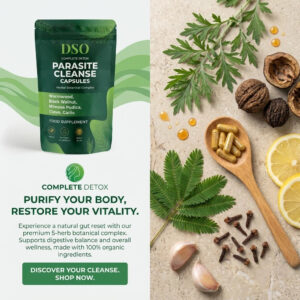 Herbal supplement capsules with natural ingredients for gut health.