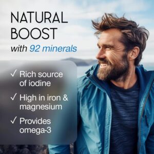 Man smiling outdoors with text about Irish Sea Moss benefits