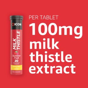 Milk Thistle effervescent tablets packaging in summer fruit flavor.