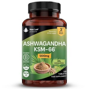Ashwagandha KSM-66 Tablets 1200mg 180 vegan tablets tub