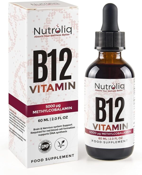 Vitamin B12 5000mcg methylcobalamin liquid drops 60ml vegan - product image 1