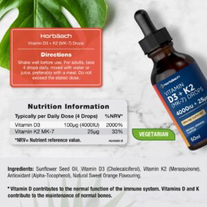 Vitamin D3 4000iu + K2 25ug vegetarian liquid drops - product image 3