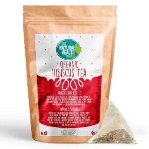 Organic Hibiscus Tea – 50 Pyramid Tea Bags – Caffeine-Free Herbal Infusion