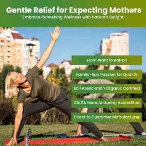 Woman stretching outdoors, hibiscus herbal tea lifestyle
