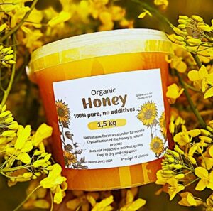 Creamy wildflower honey texture close-up